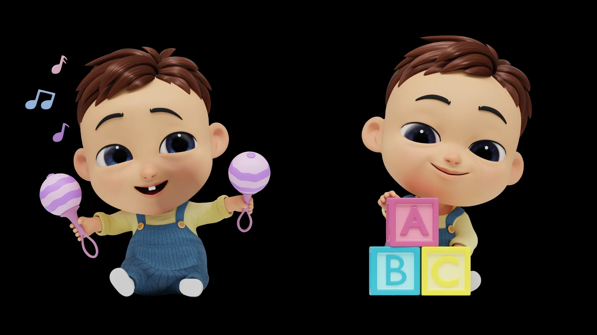 Cartoon baby boy 3D character animation showcase